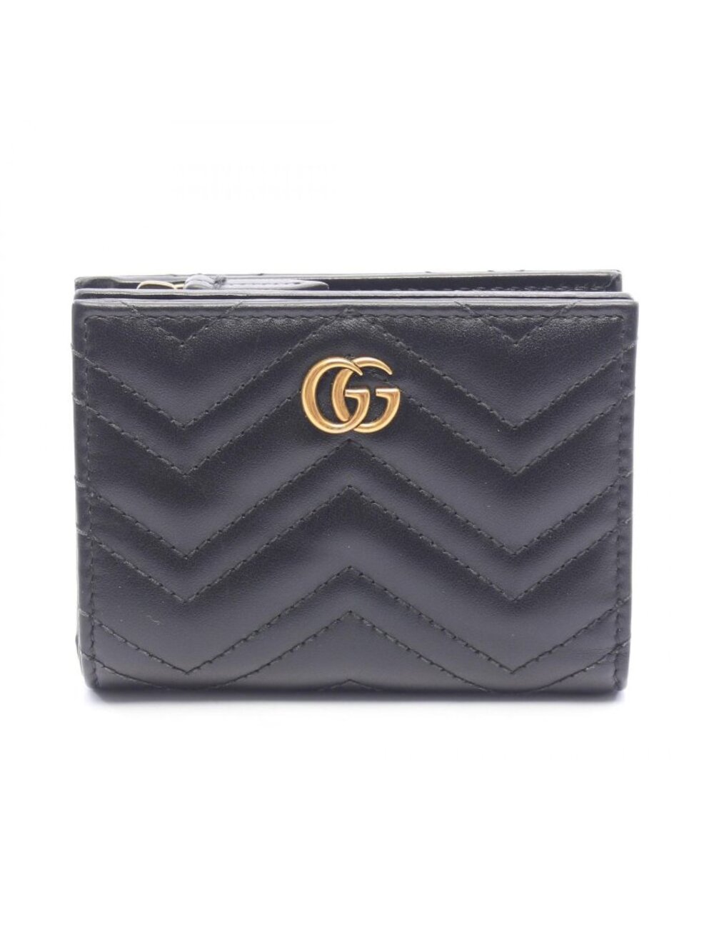 Gucci Bifold Wallet GG Marmont Black Leather Double